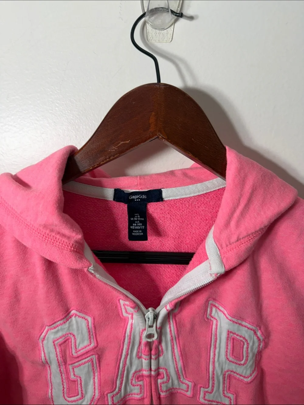 GAP Pink Full-Zip Hooded Sweatshirt with Logo